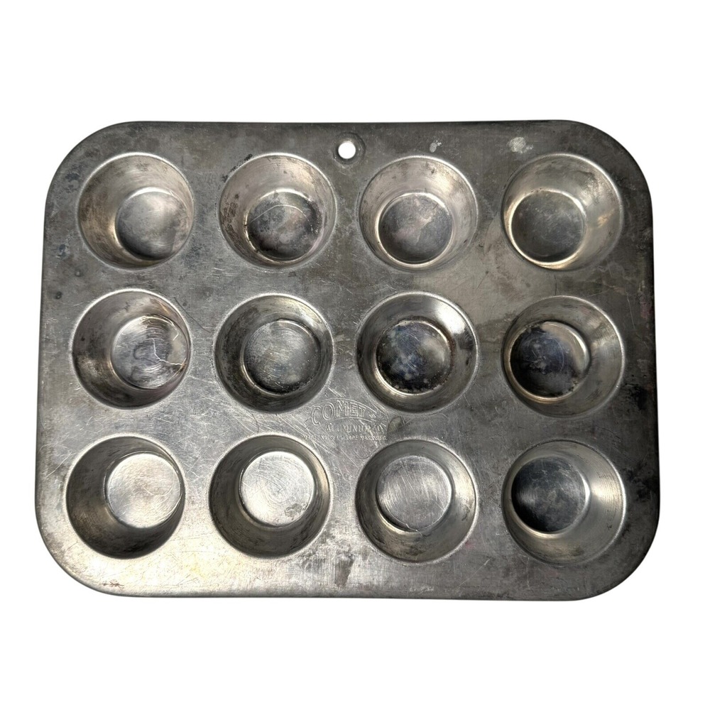 Vintage Retro Baking, COMET‎ Aluminum 12 Mini Muffin Tray, Made in the USA